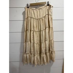 BCBGMaxAzria Silk Beaded Tiered Skirt with Sequin Details Sz Medium